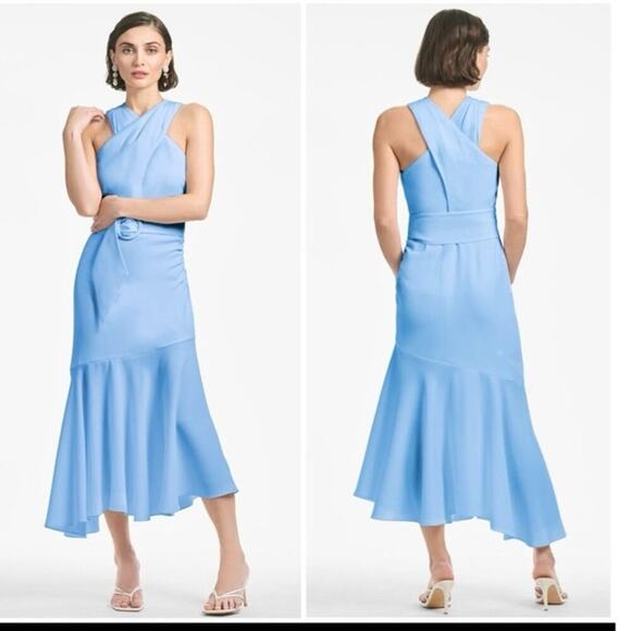 Sachin + Babi Dresses & Skirts - Sachin & Babi light blue wedding "Naomi" belted dress with asymmetrical hem 6